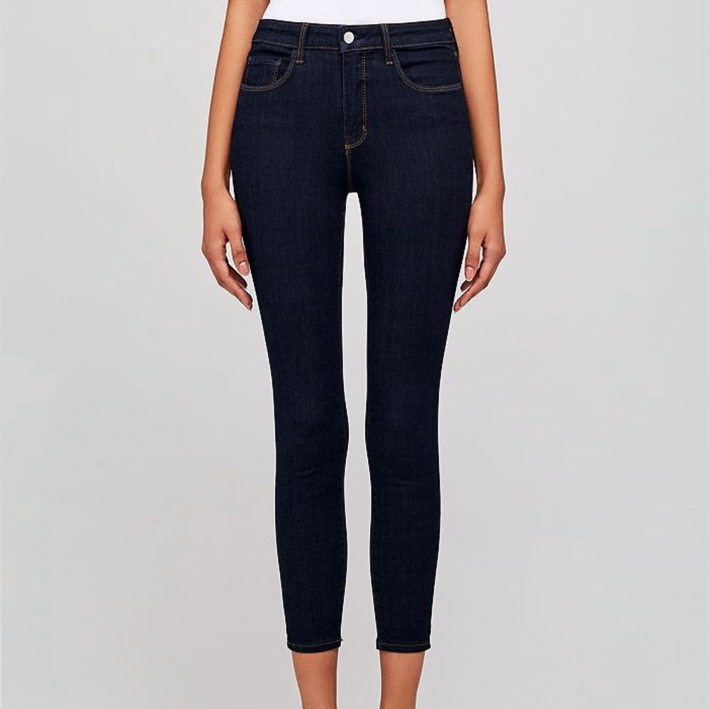 L'AGENCE Margot High Rise Skinny Cropped Jeans in Midnight Dark Blue